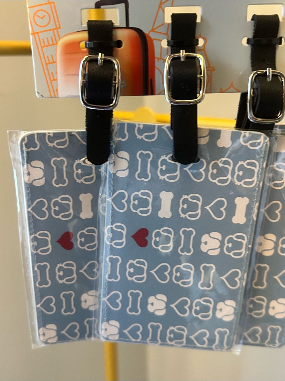 Travel Luggage Tag Set - Gray dogs Pattern (4 Pack) paws love - Picture 4 of 5